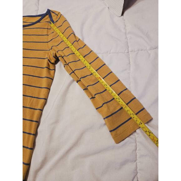 L.L. Bean Top Womens M Orange Stripe Supima Boat Neck Casual Layer Basic Workout - Picture 9 of 13